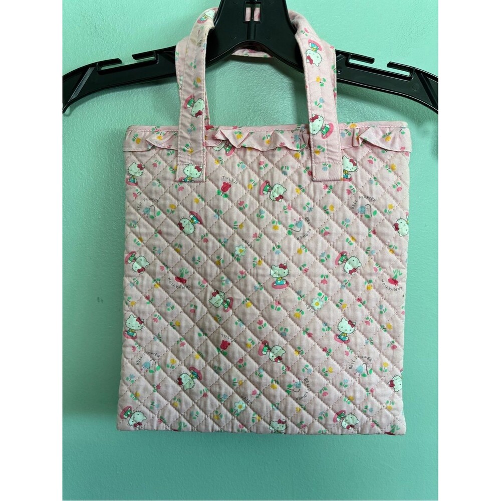 Hello Kitty Mini Tote Bag Retro Quilt Series Pink Floral Kawaii Japan